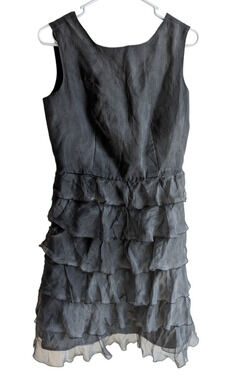Caramelo Women's Sleeveless Grey Ruffled Party Dress Size 42 Spain US Large